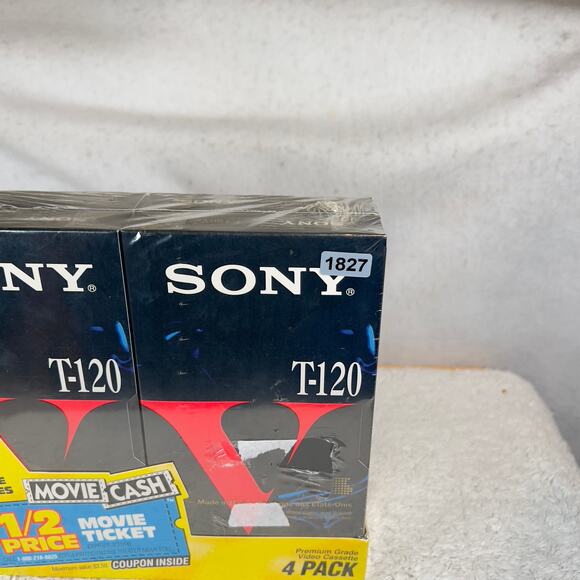 Sony T-120Vc Premium Grade Blank VHS Tape Sealed New Lot Of 4 VCR Tapes 80's - Picture 6 of 6